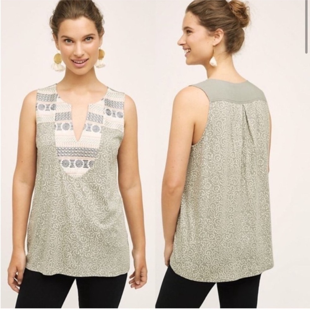 Anthropologie Tiny Zinnia Embroidered Tank Women’s Size Small NWOT
